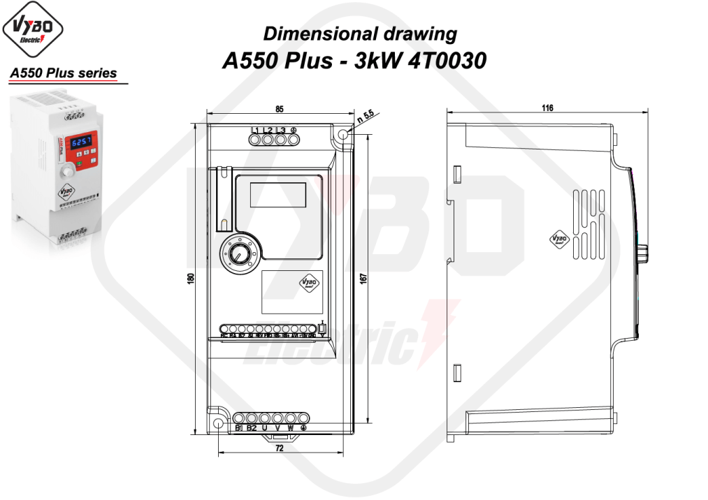 dimensional drawing A550 Plus 4T0030